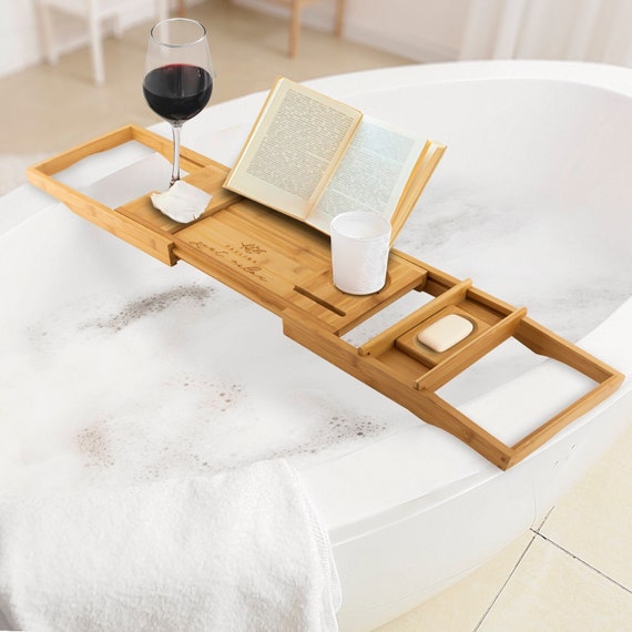 Bambus 73,7cm Bambus Badewannen Tablett 74cm - Badewanne Caddy Für Wein & Buch Badewannen Caddy