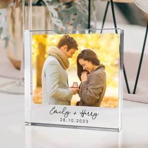 Personalised Photo Block Plaque with Custom Message - Anniversary Photo Frame