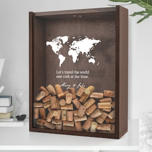 Porta tappi di sughero personalizzati - Cartello con mappa del mondo - Regalo per gli amanti dei viaggi