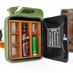 Mini Barek Jerry Can + 4 szklanki - Spersonalizowany gratis - Oryginalny prezent dla mężczyzny, drużby