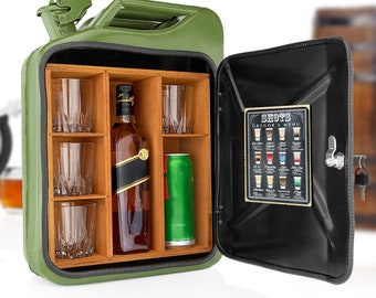 Mini bar con tanica + 4 bicchieri - Personalizzato gratuitamente - Regalo originale per uomo, testimone dello sposo