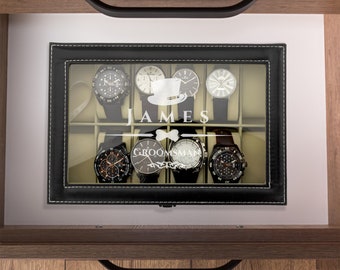 Custom Watch Box 12 slots for Groomsman - Practical Gift for Him - Wedding Gift Idea