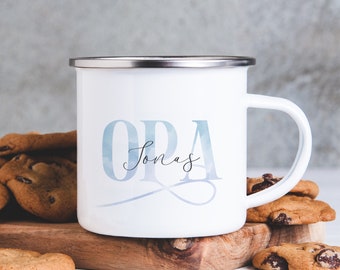 Personalized Enamel Mug 360 ml with Grandpa's Name - A Unique Gift for Grandpa