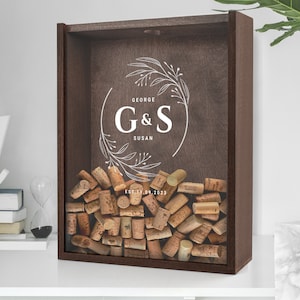 Personalized Wine Cork Storage Box - Wedding Gift - Guest Book