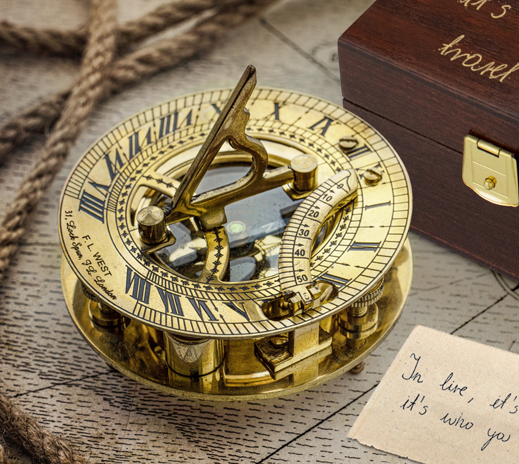 Sundial Compas Anniversary Brass S With Special Engraved Greeting