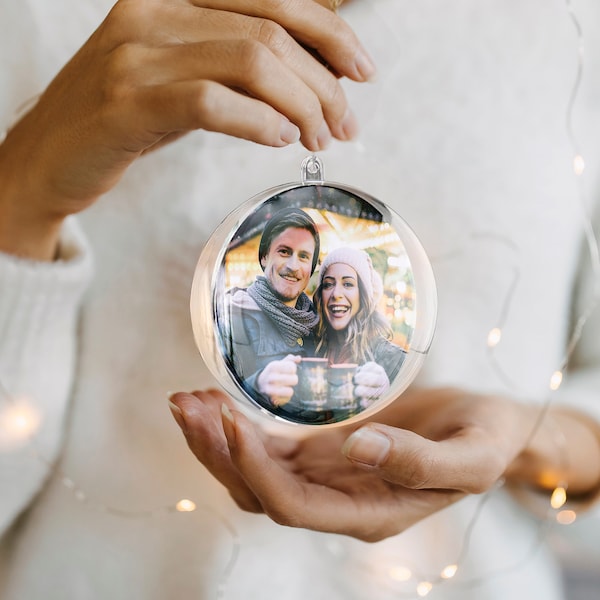 Personalisierte Weihnachtsfotokugel - Familie Weihnachtsdekoration - Foto Baumdekoration