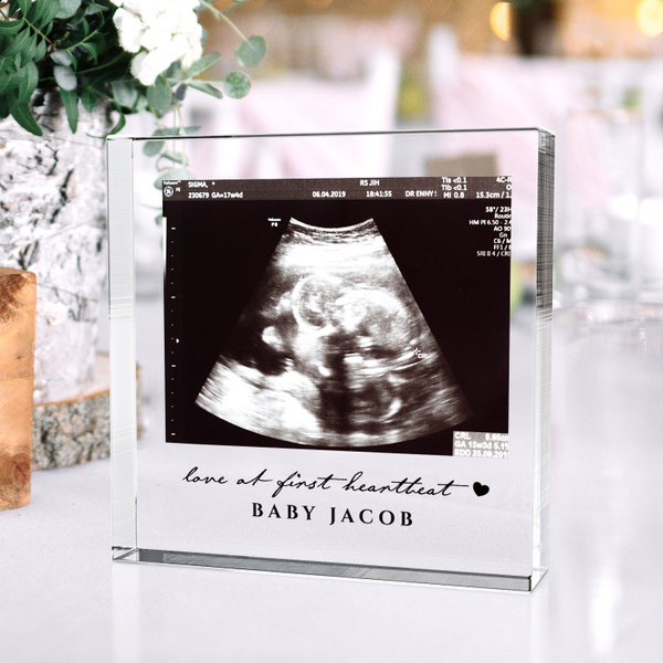 Personalisierte Statuette mit USG Foto - Perfektes Geschenk für Babyparty und Weihnachten - Schwangerschaftansage