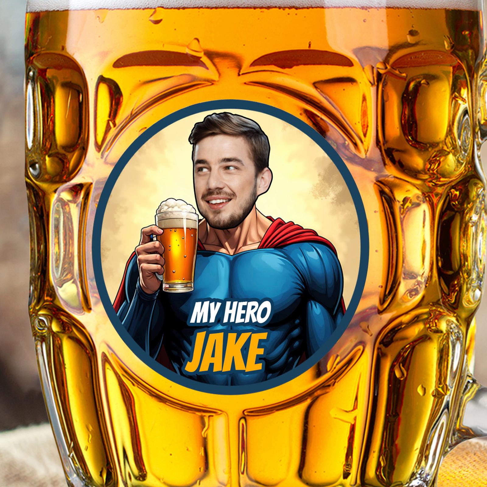 Personalized Superhero Caricature Beer Mug | Funny Gift for Men - Etsy