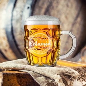 Personalized Retirement Beer Glass | Officially Retired | Retired Leaving Gift for Men