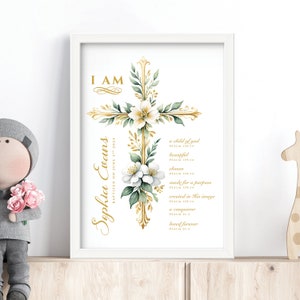 Baptism Gift Baby Girl | Personalized Godchild Baptism Sign Dedication | Printed Baptism Picture Frame | Nursery Wall Art