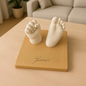 Baby Hand und Fuß Abdruckset mit Name | Neugeborenen Andenken Form | Personalisiertes Taufgeschenk | Babyparty oder erstes Geburtstagsgeschenk