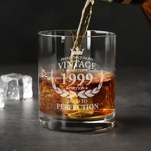 Engraved Whiskey Glass Tumbler 240ml for 18th, 21st, 30th, 40th, 50th Birthday