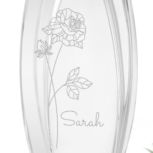 Vase à fleurs personnalisé avec nom Vase gravé fleur de naissance Cadeaux personnalisés pour elle Idée cadeau fête des mères image 2