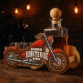 Personalized Motorcycle Decanter and Shot Glass Set | Birthday Gift for Biker | Whiskey Carafe with Wooden Base
