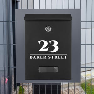 Personalised Mailbox | Letterbox | Large Modern Black Postbox | Housewarming Gift | House Number