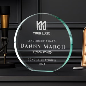 Personalized Award Employee of the Year | Employee Award Plaque with Logo | Corporate Award | Gift for Business Partner | Recognition Award