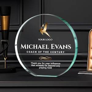 Personalized Employee Glass Award | Retirement Appreciation for Manager, Staff | Engraved Staff Awards | Business Logo Trophy