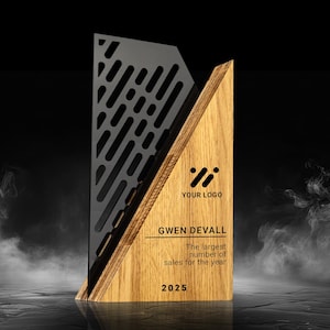 Personalisierte Business Auszeichnung | Gravur Corporate | Moderner Verkaufserfolgspreis | Beste Mitarbeiter Holzplakette