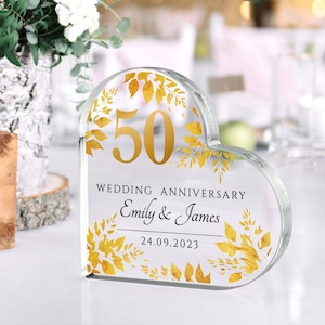 Personalized Golden Anniversary Plaque - Gift for Husband, Wife, Parents, Grandparents - Anniversary Keepsake