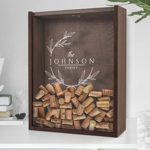 Personalized Wooden Wine Cork Holder a Gift for Wedding and Anniversary - Wooden Family Sign