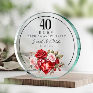 Personalized 40th Wedding Anniversary Gift | Ruby Anniversary Plaque | Gift for Parents, Grandparents | 40 Years Married Gift