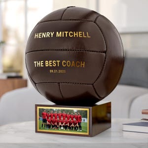 Trophée ballon de football personnalisé | Ballon de football gravé avec nom et photo | Cadeau parfait pour un entraîneur, un joueur ou une équipe | Présentoir pour les amateurs de football