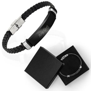 Gepersonaliseerde herenarmband - gegraveerde armband met tekst naar keuze - aangepast Valentijnsdagcadeau - kerstcadeaus voor hem, jongen, vader