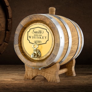 Personalized Oak Whiskey Barrels | Custom Wine Barrel | Groomsmen Gift | Birthday Gift | Engraved Whiskey Barrel