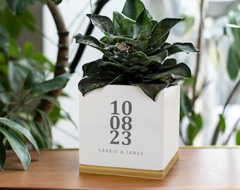 Personalisierter Blumentopf für Jubiläum, Hochzeit, Einweihungsparty - Geschenk für neues Zuhause - individuelle Zimmerpflanzenliebhaber