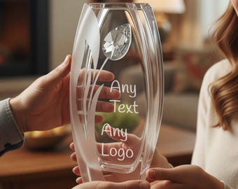 Engraved Glass Vase with Crystal | Personalized Elegant Gift