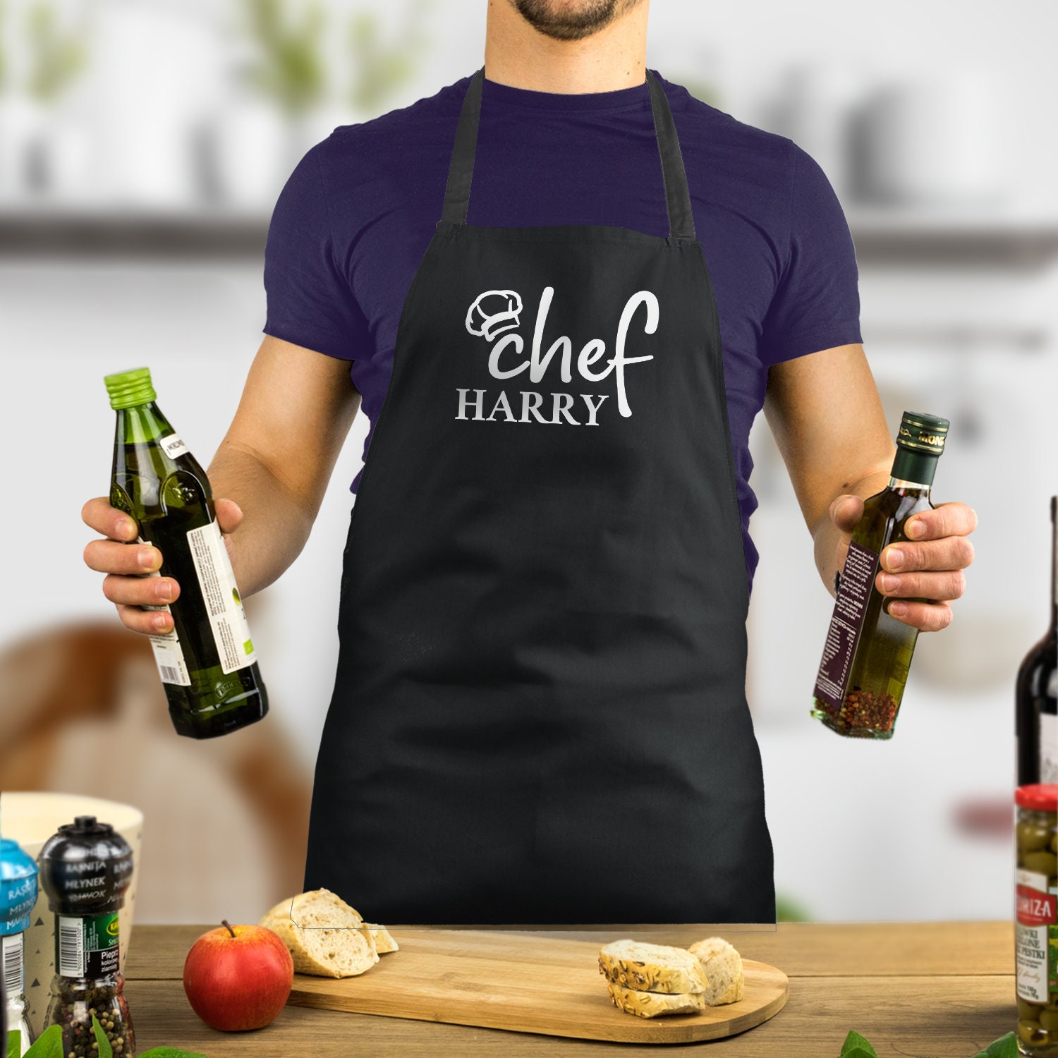 Printed Kitchen Apron for Chef - Personalised Apron for Cooking Lover