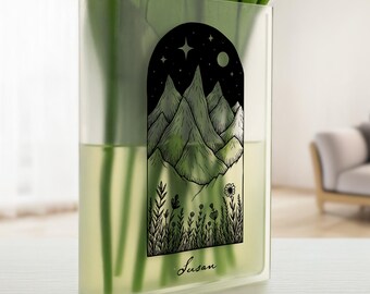 Gepersonaliseerde acrylvaas berg: cadeau natuurliefhebber