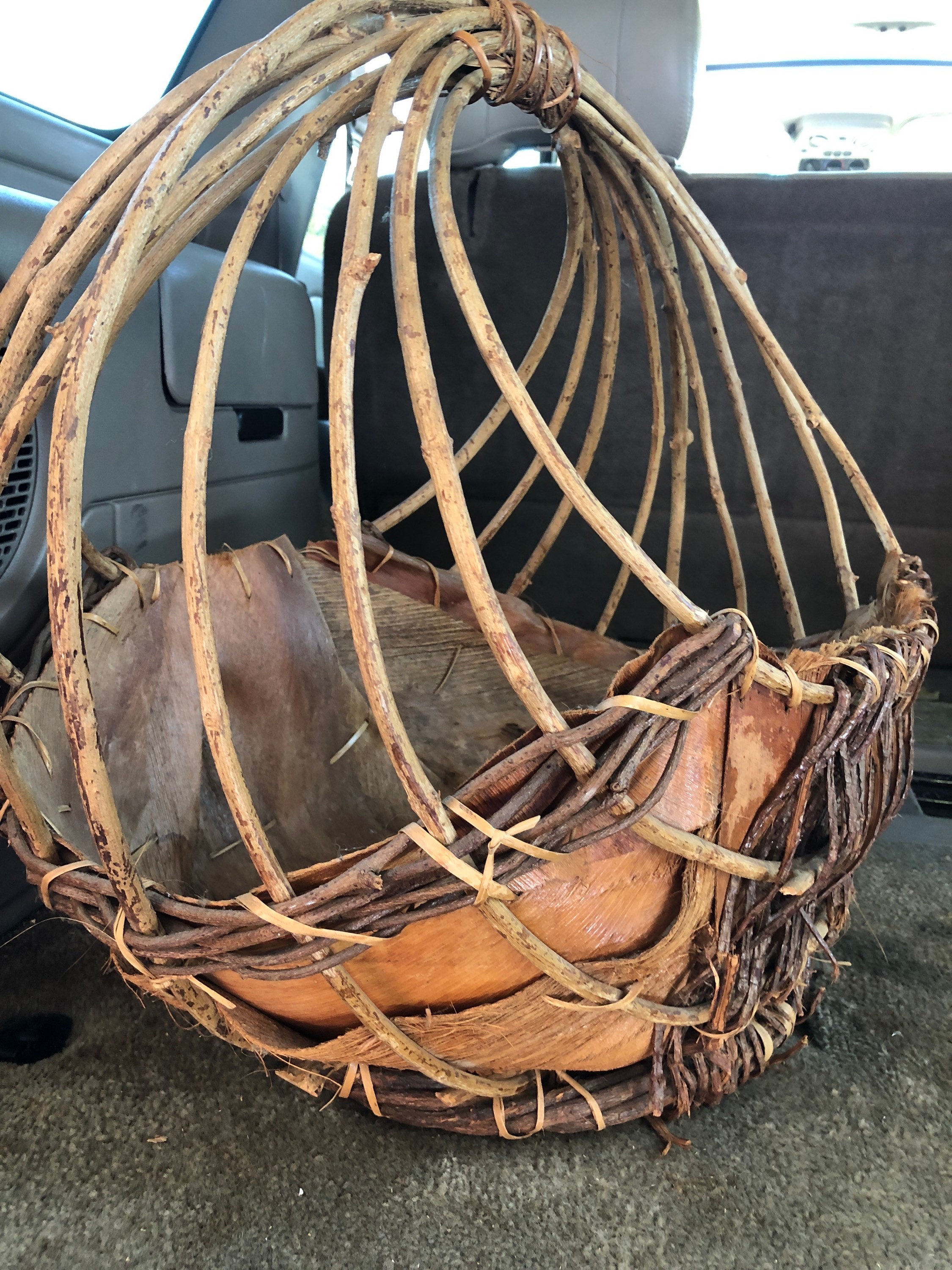 Large Vine and Palm Frond Basket Very Nice Etsy