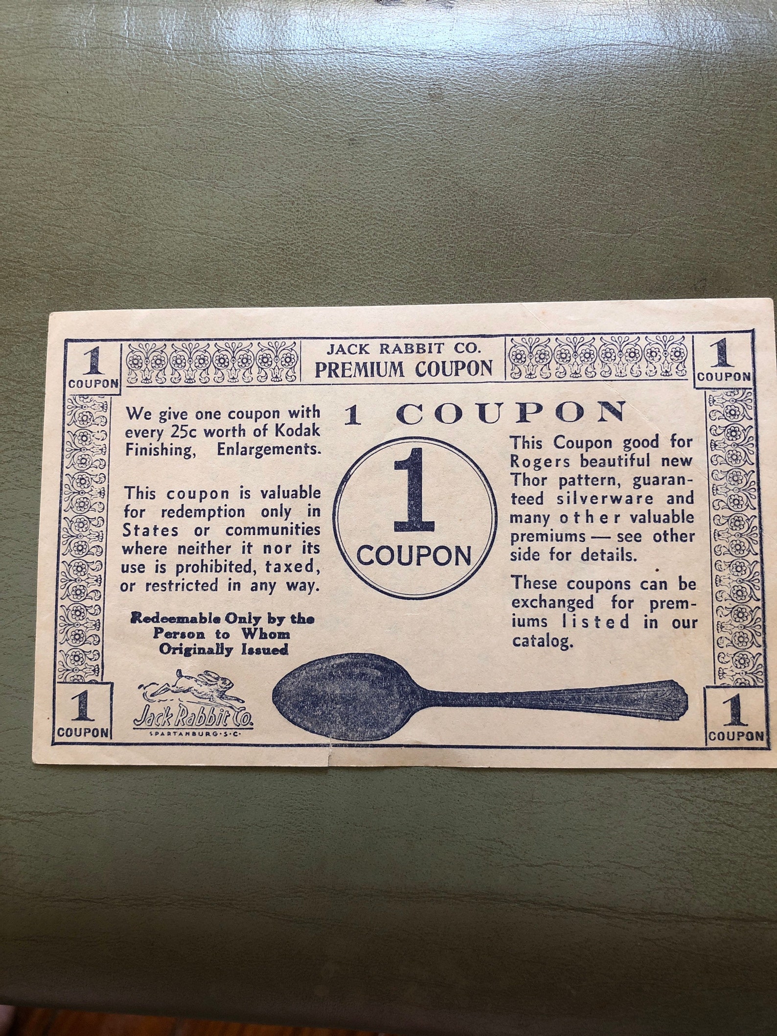 Jack Rabbit CO. Premium Coupon from 1950s. Photography Etsy