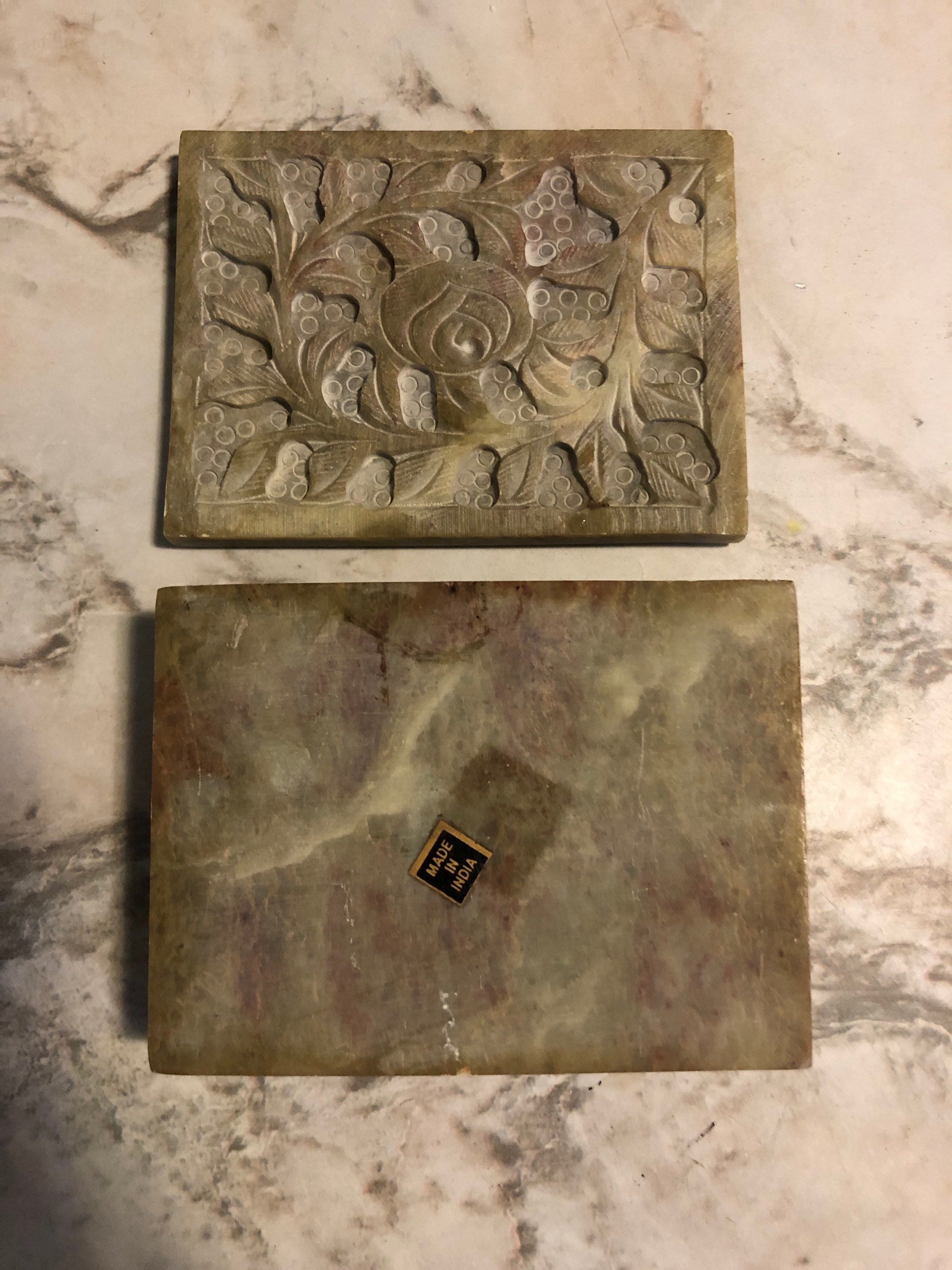 Soapstone Carved Trinket Box Made in India Etsy