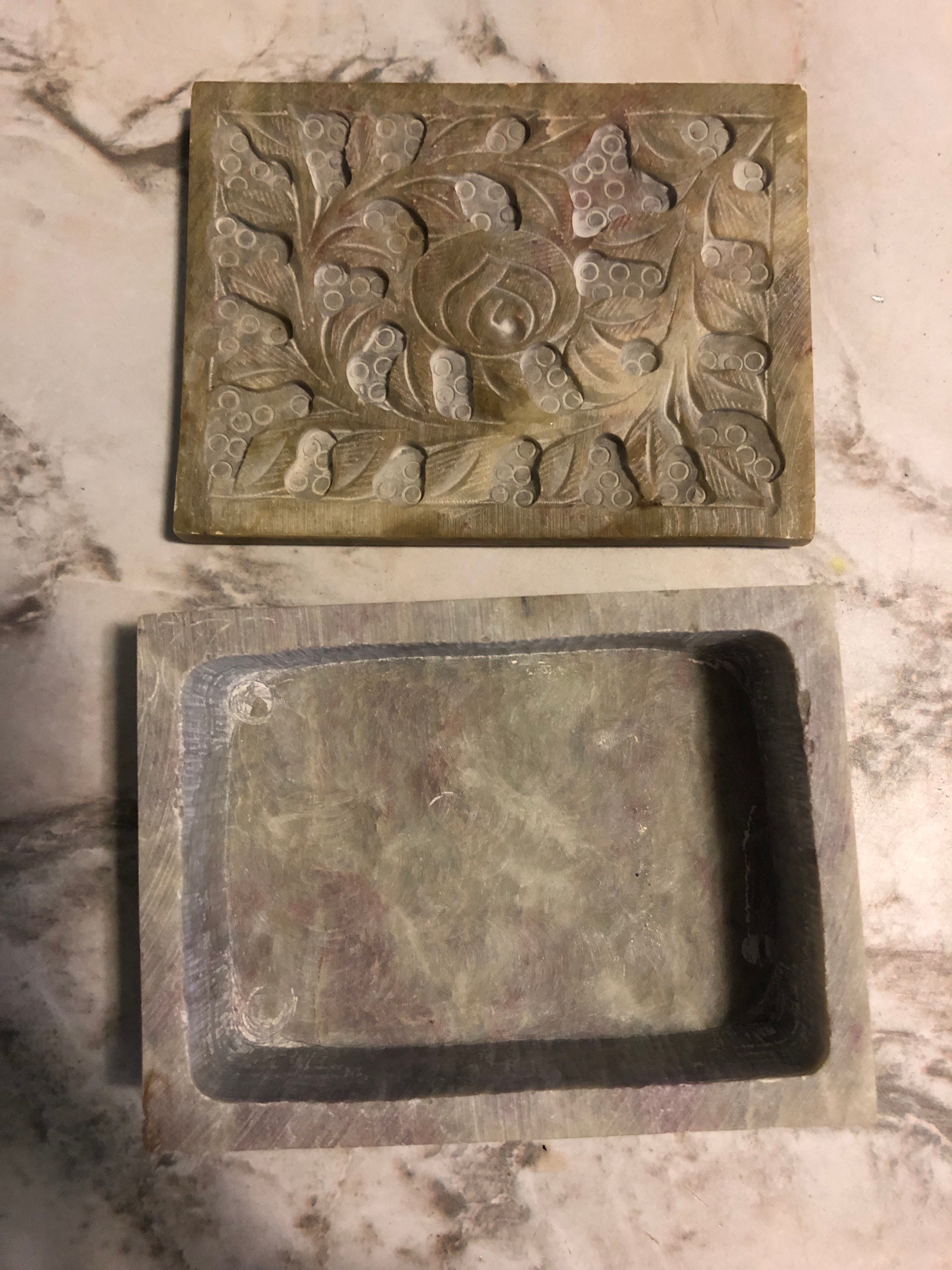 Soapstone Carved Trinket Box Made in India Etsy