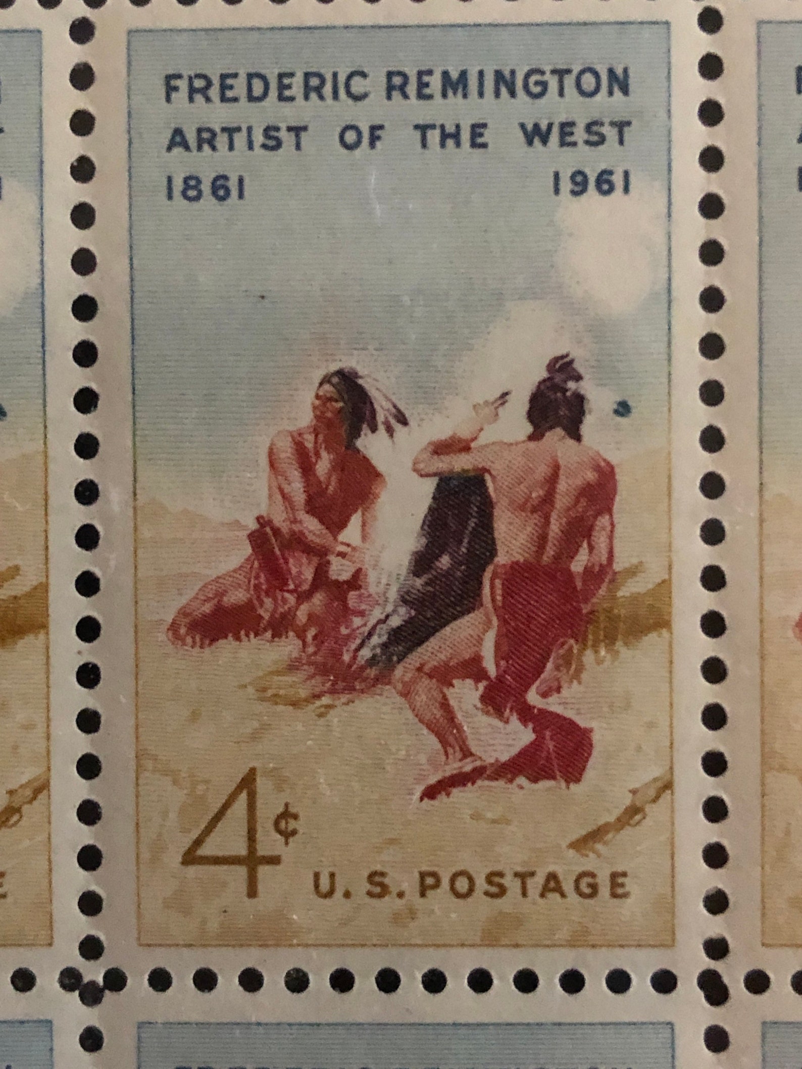 Frederic Remington Stamps 4c Artist of the West 1861 to 1961 Etsy