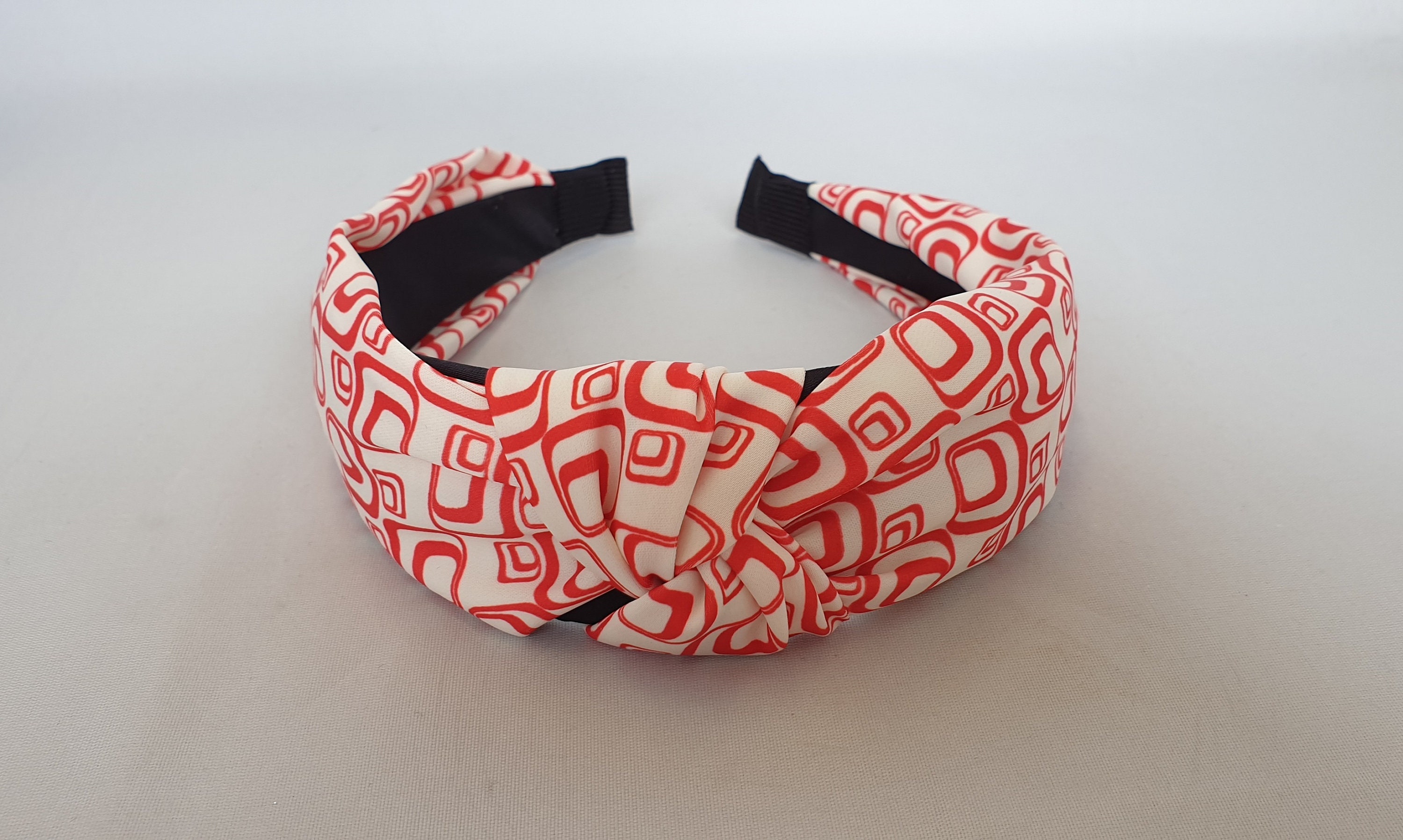 White & Red Square Print Knot Headband Women's Girls Crown - Etsy UK