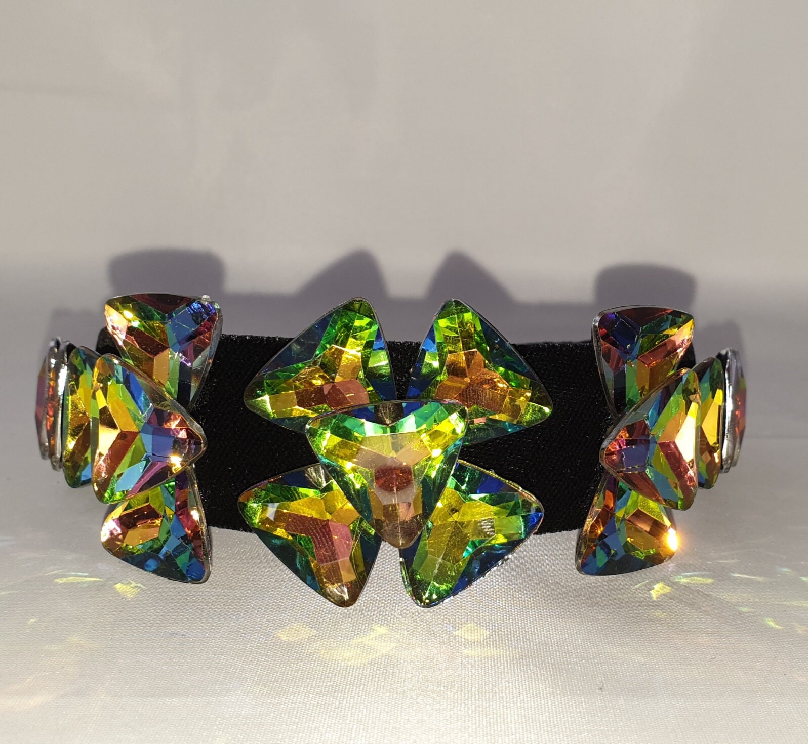 Embellished Black Velvet Headband with Iridescent Crystal Accents Crystal Radiance Black Headband main image 3