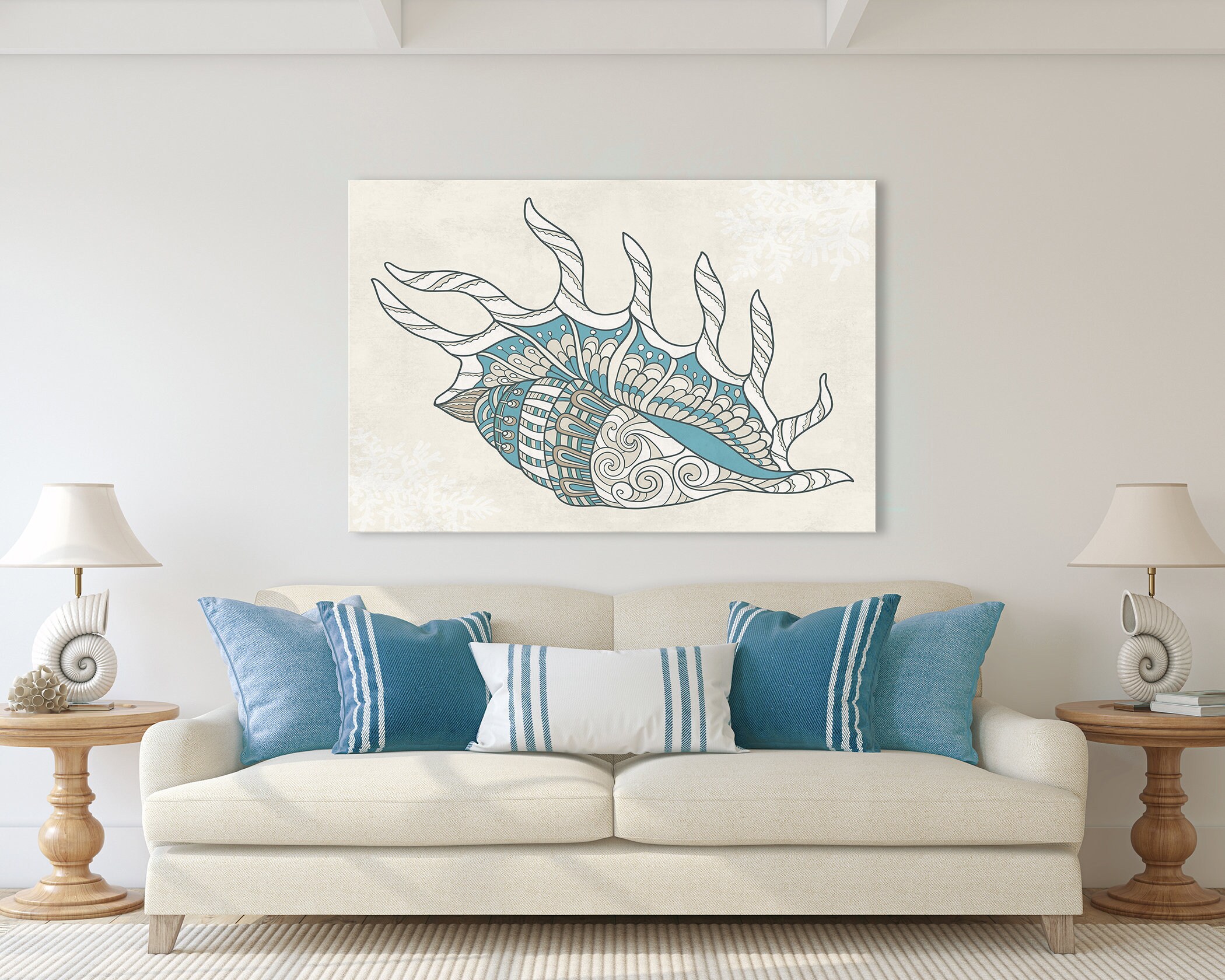 SEASHELL 7 Canvas Wall Art Large Seashell Art Print Ocean Etsy