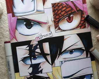 STICKER AUTOCOLLANT POSTER A4 MANGA FAIRY TAIL NATSU DRAGNIR PERSO GUILDE F.T