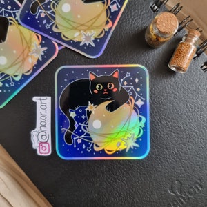 Adesivo olografico Black Cat Universe