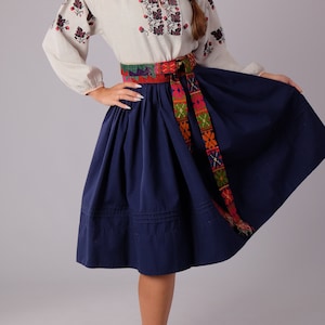 Antique dark blue skirt Vintage skirt Vyshyvanka skirt Antique skirt Ukrainian skirt