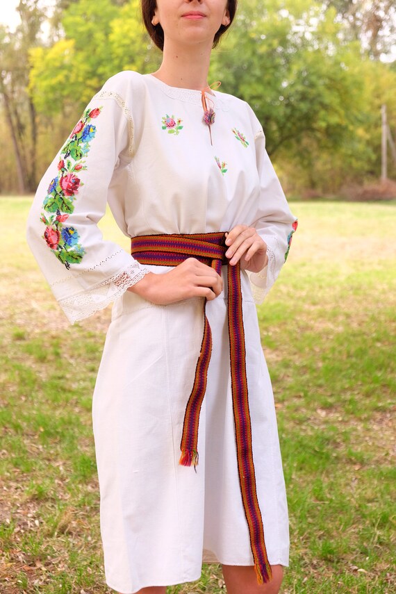 BEADWORK on linen dress! Pure linen homespun dress