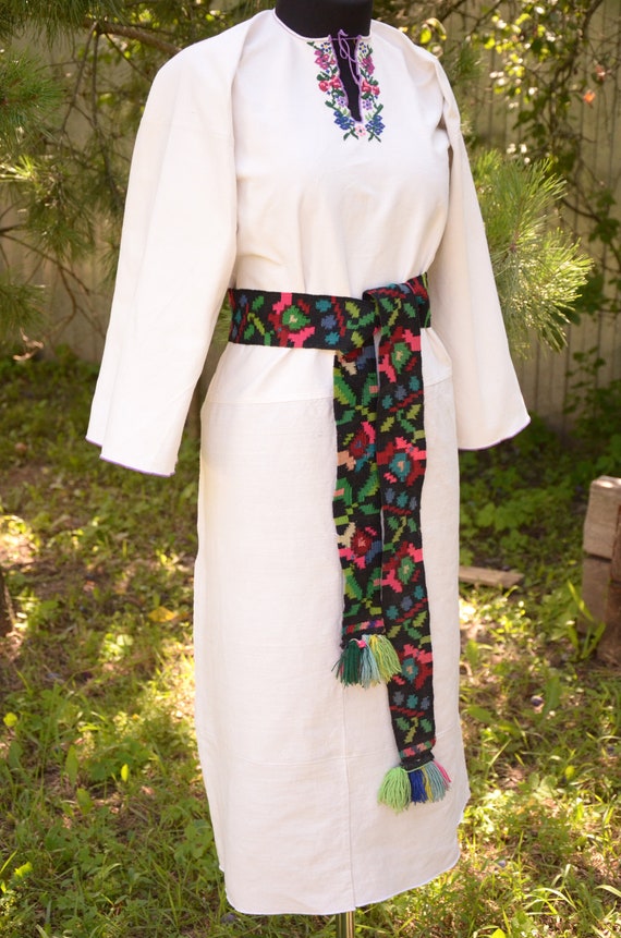 Non embroidered antique dress! Pure linen dress Ho