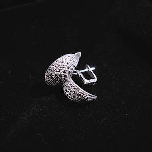 Authentic earrings European vintage 1940-1950 Antique earrings Silver vintage earrings Earrings with marcasites