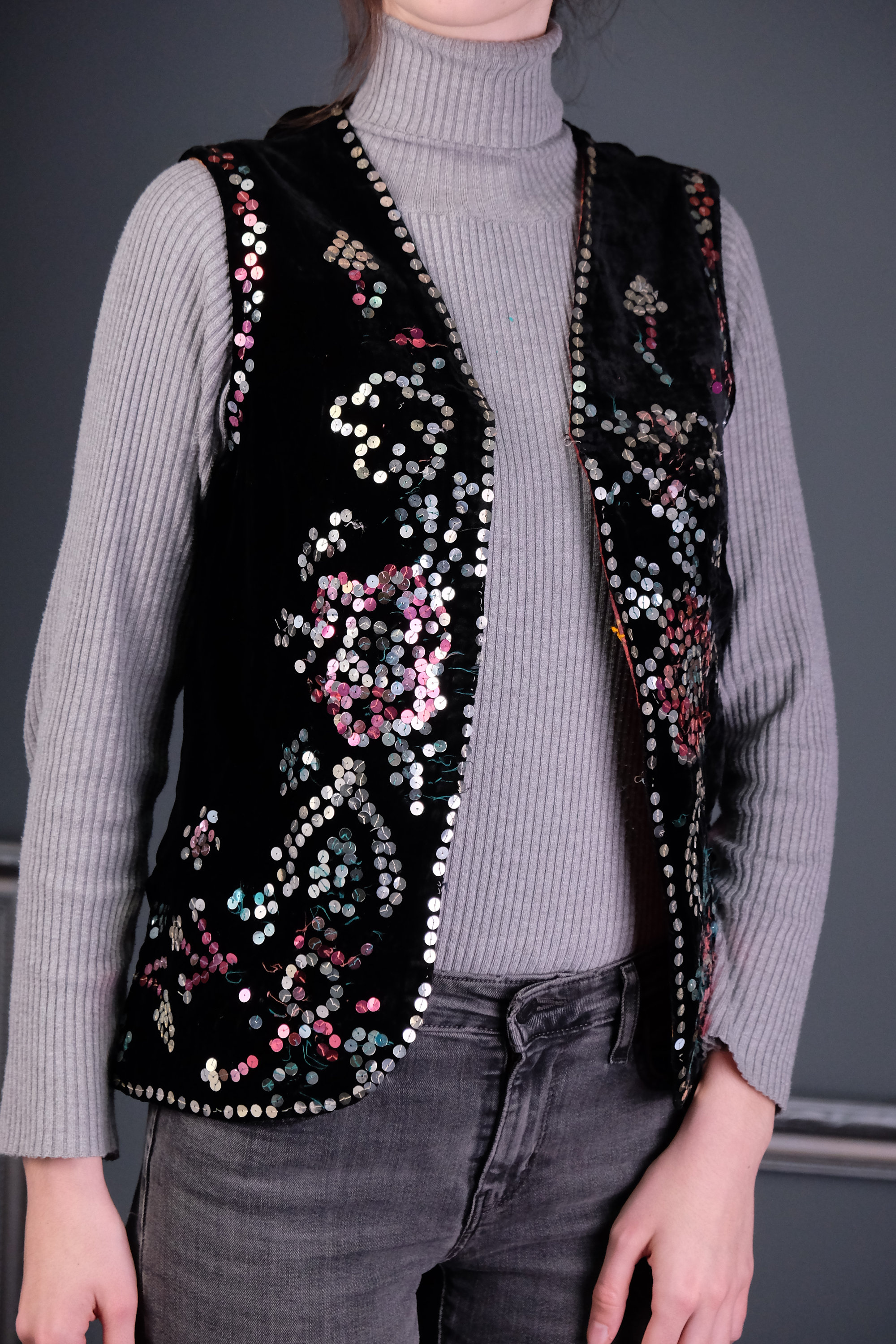 Antique embroidered vest Velvet embroidered vest Embroidered Etsy