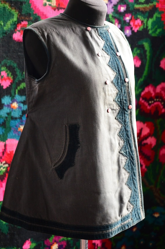 Beautiful DARK GREY vest Antique vest Folk Ukraini