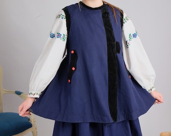 Antique vest Ukrainian vest Vintage vest Antique blue vest Folk vest Korsetka Kersetka Authentic vest