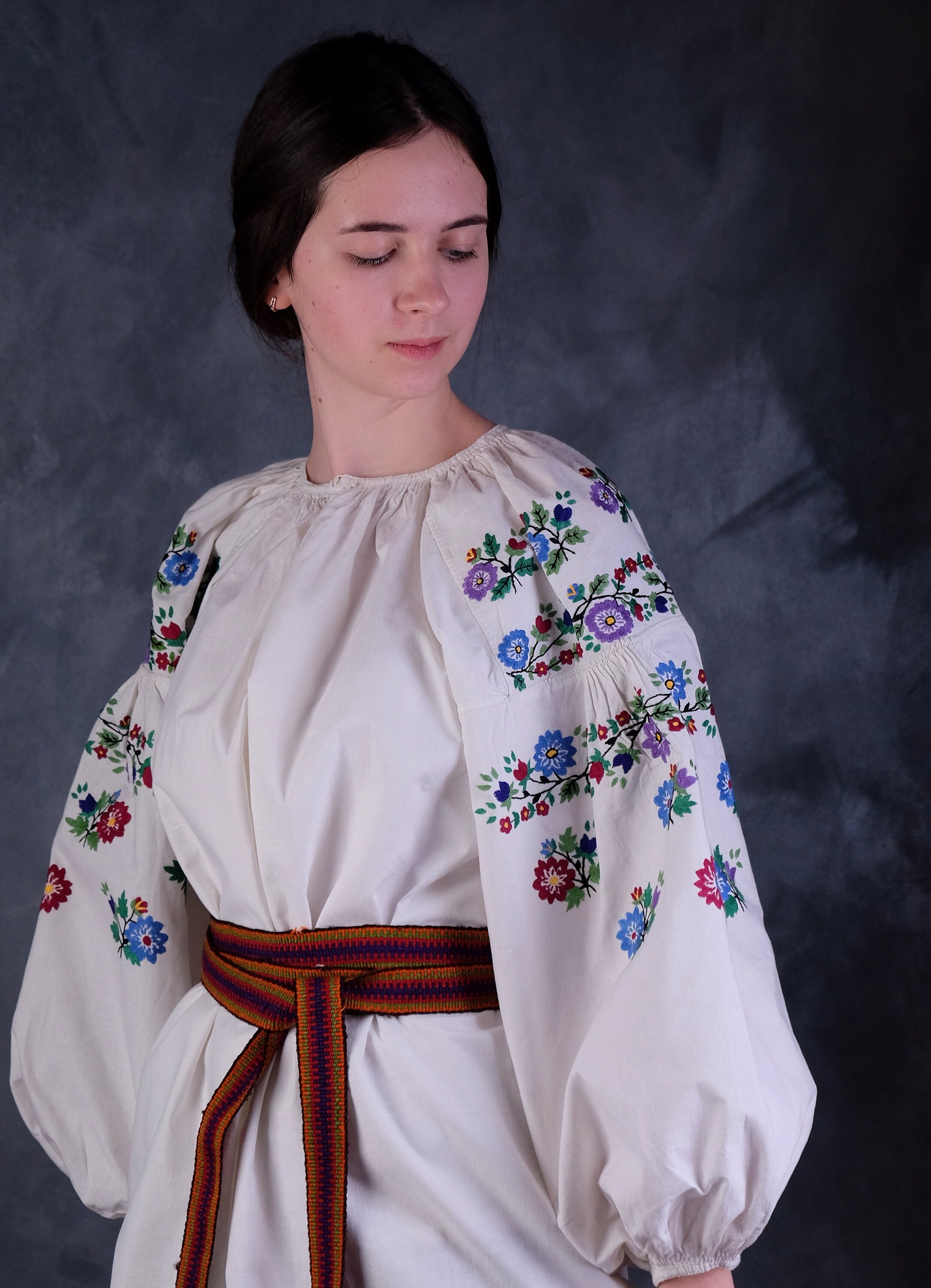 Antique blue purple embroidery Ukrainian dress Ukrainian Etsy